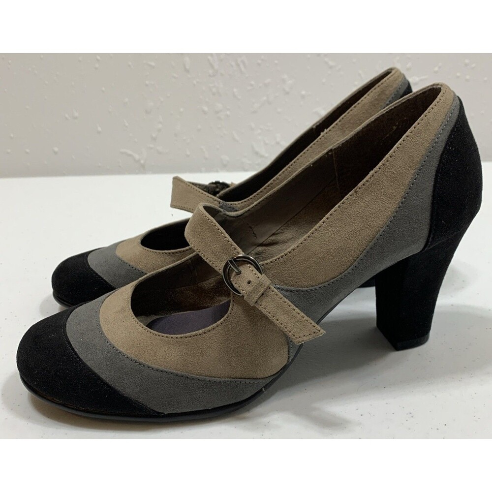 Aerosoles Mary Jane Pumps 10 Tan Gray Black Tri Tone - Picture 11 of 11